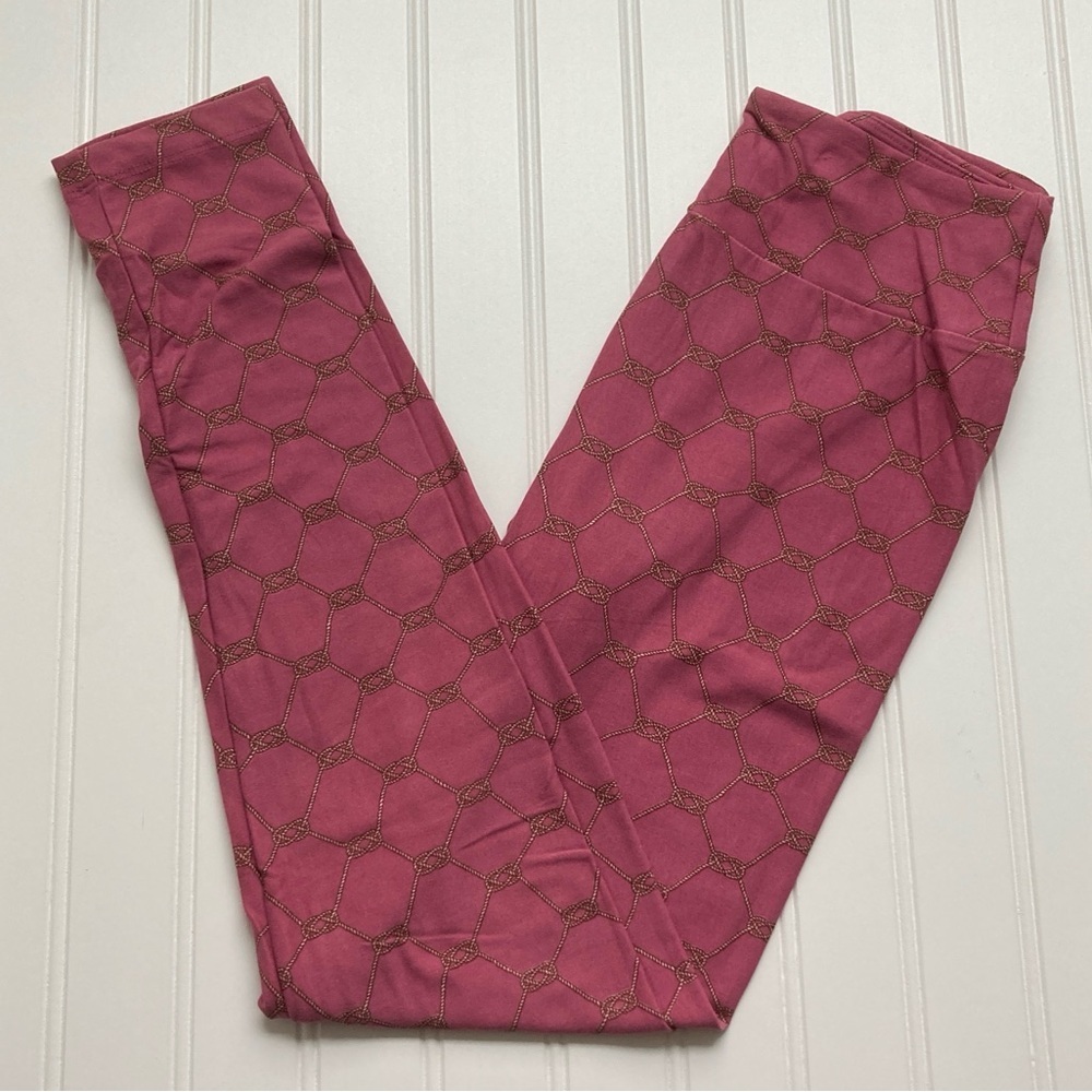 NWT LulaRoe OS Leggings Women’s One Size pink knots rope nautical New LLR